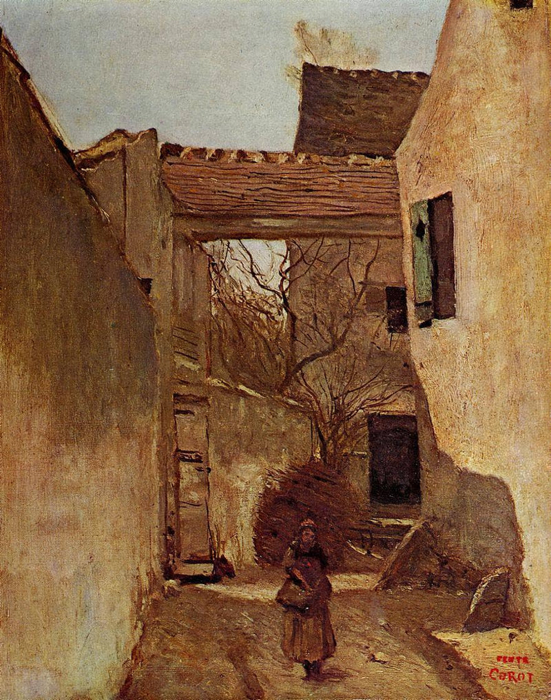 Ecouen, Corner of the Village by Camille Corot — Oil Painting Reproduction