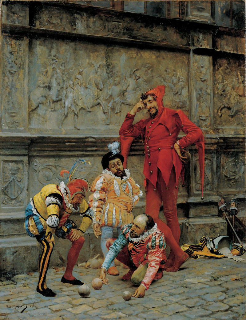 Jesters playing âCochonnetâ by Eduardo Zamacois — Oil Painting Reproduction