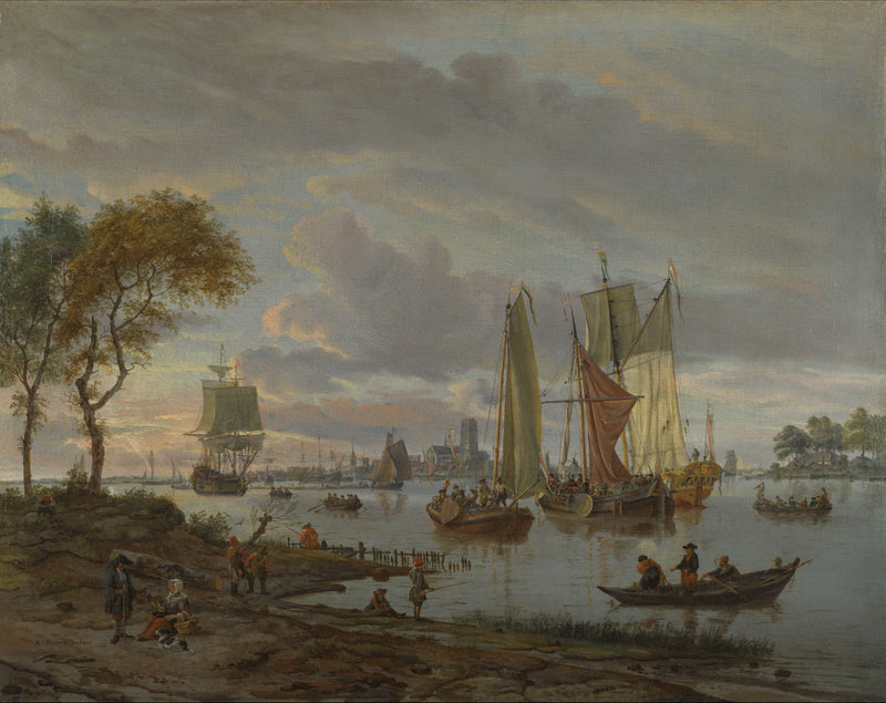 Een rivierzicht by Abraham Storck — Oil Painting Reproduction