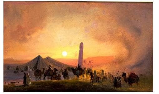 Egypt, caravan in the desert by Ippolito Caffi — Oil Painting Reproduction