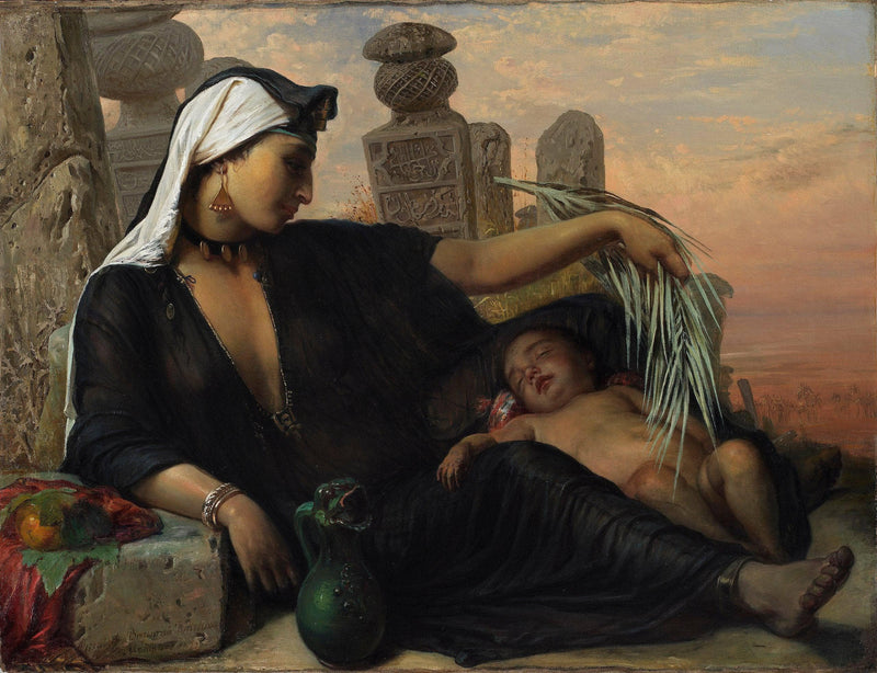 An Egyptian Fellah woman with her baby by Elisabeth Jerichau-Baumann — Oil Painting Reproduction