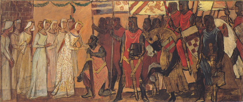 Einzug König Etzels in Wien (zweiter Entwurf) by Albin Egger-Lienz, Oil Painting Reproduction