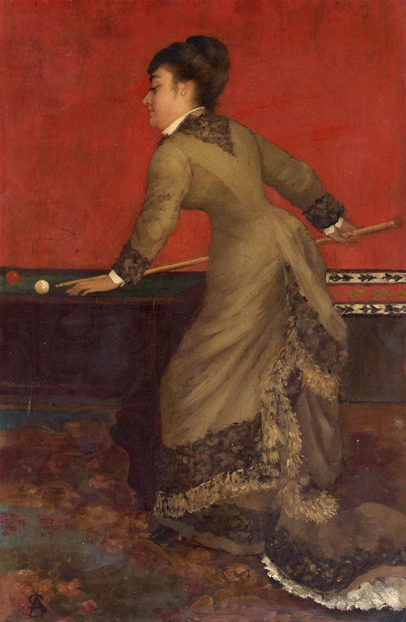 Elegant at Billiards by Alfred Stevens — Oil Painting Reproduction