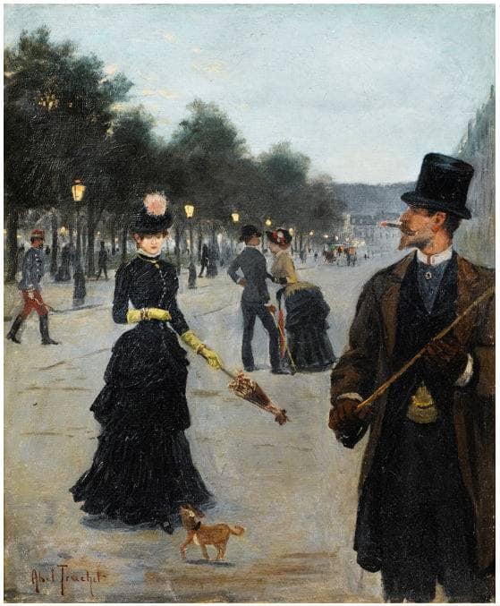 Elegants wandering in Paris by Louis Abel-Truchet — Oil Painting Reproduction