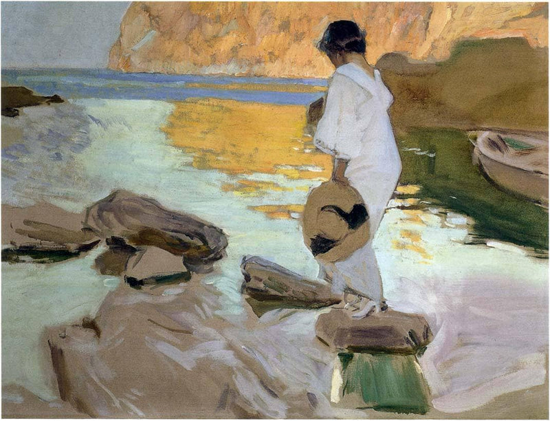 Elena in cove, San Vicente at Majorca by Joaquín Sorolla — Oil Painting Reproduction