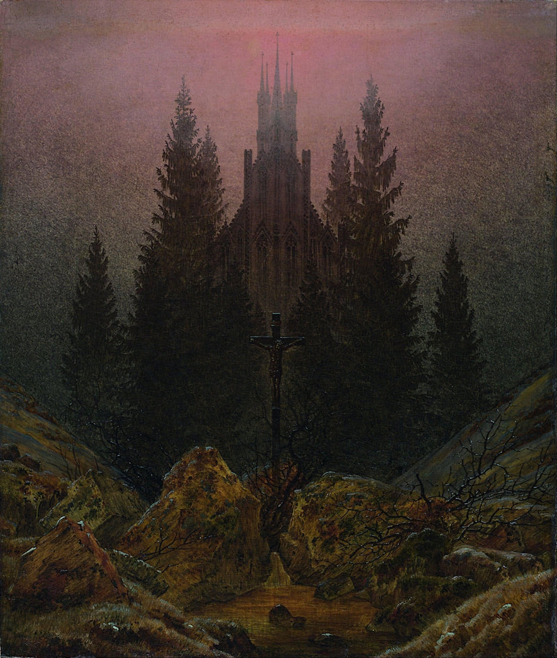 Cross and Cathedral in the Mountains by Caspar David Friedrich — Oil Painting Reproduction