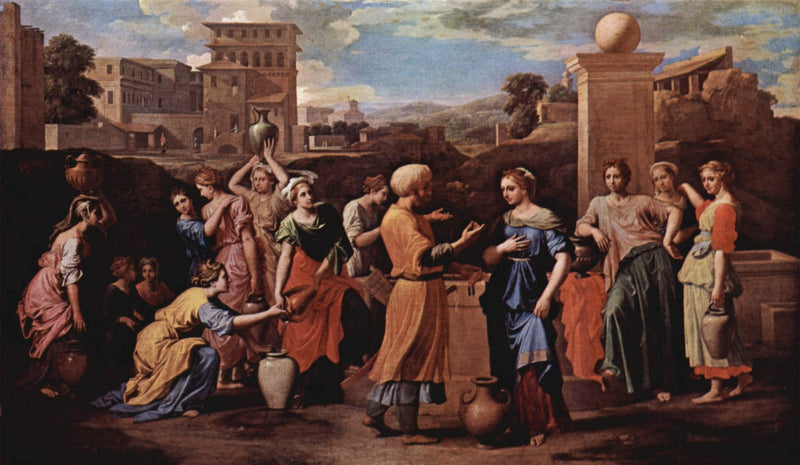 Eliezer and Rebecca at the Well by Nicolas Poussin — Oil Painting Reproduction
