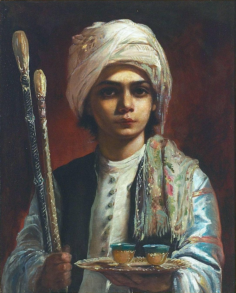 A Turkish boy responsible for pipe cleaning, Tschibuktschi by Elisabeth Jerichau-Baumann — Oil Painting Reproduction