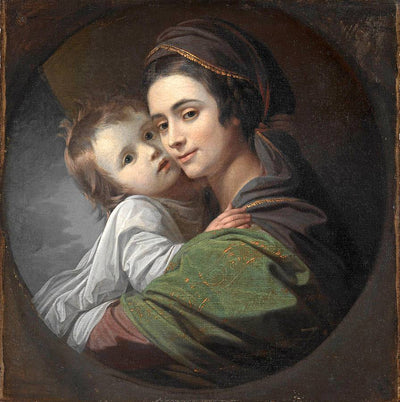 Elizabeth Shewell West and Her Son, Raphael in kitchen