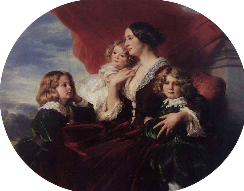 Elzbieta Branicka, Countess Krasinka and her Children by Franz Xaver Winterhalter — Oil Painting Reproduction
