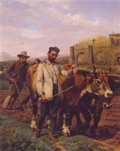 Tending the oxen by Horace Vernet — Oil Painting Reproduction