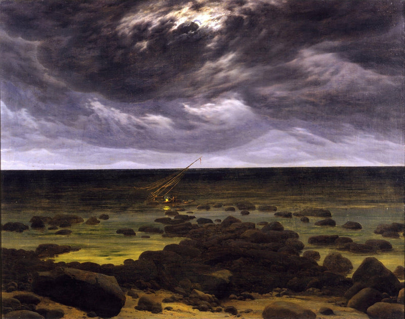 Seashore with Shipwreck by Moonlight by Caspar David Friedrich — Oil Painting Reproduction