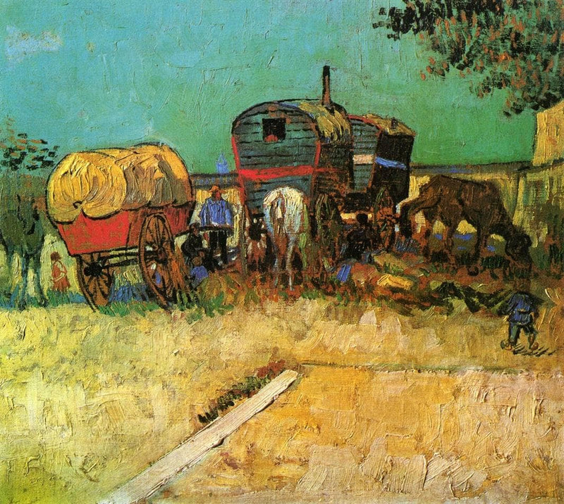 Encampment of Gypsies with Caravans by Vincent van Gogh — Oil Painting Reproduction