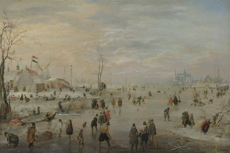 Enjoying the Ice by Hendrick Avercamp — Oil Painting Reproduction