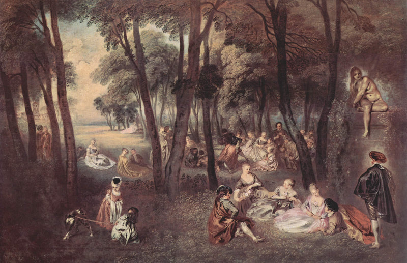 Entertainment countryside by Antoine Watteau — Oil Painting Reproduction