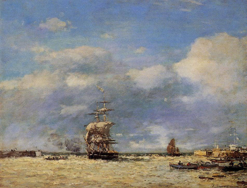 Entrance to Port of Havre by Eugene Boudin — Oil Painting Reproduction