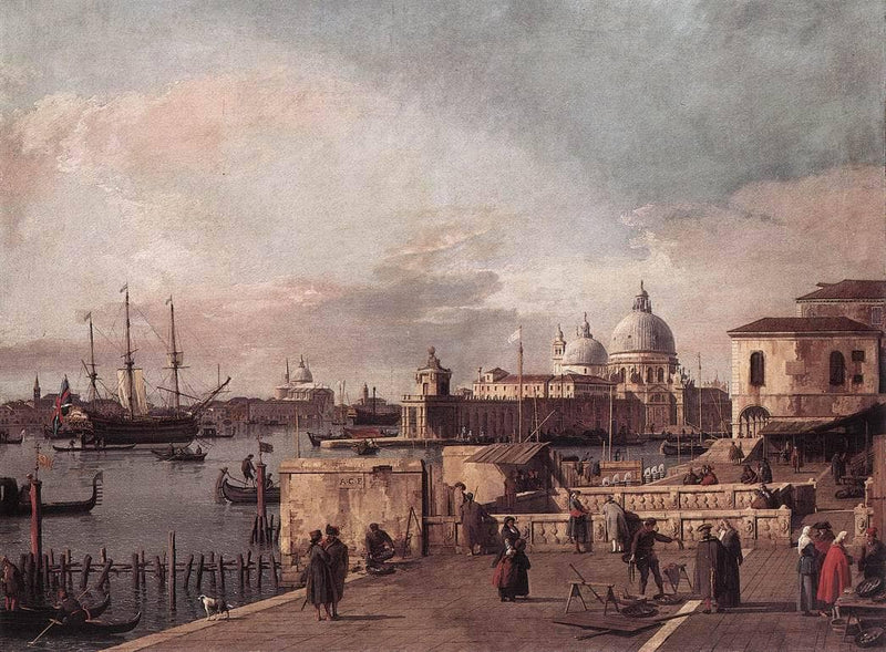 Entrance to the Grand Canal: from the West End of the Molo by Canaletto — Oil Painting Reproduction