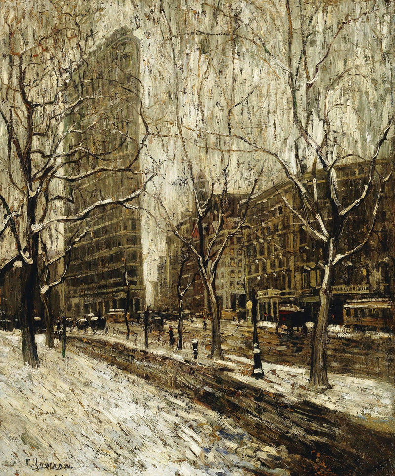 The Flatiron Building, New York by Ernest Lawson — Oil Painting Reproduction