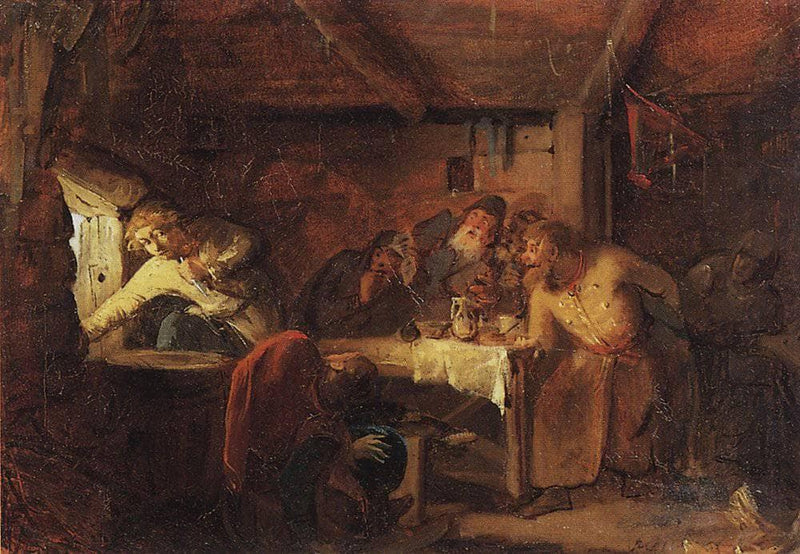 Escape of Grigory Otrepyev from inn on the Lithuanian border by Grigoriy Myasoyedov — Oil Painting Reproduction