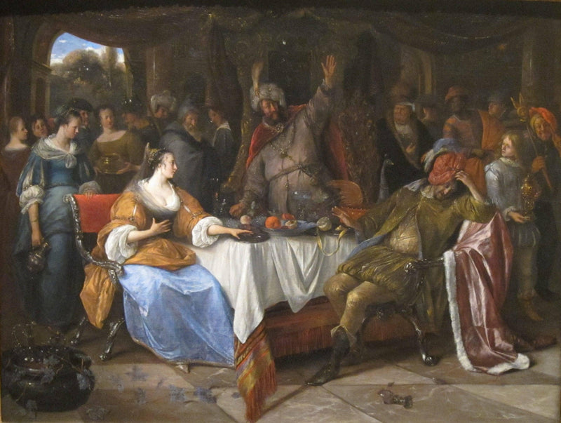 Esther, Ahasuerus, and Haman by Jan Steen, Oil Painting Reproduction