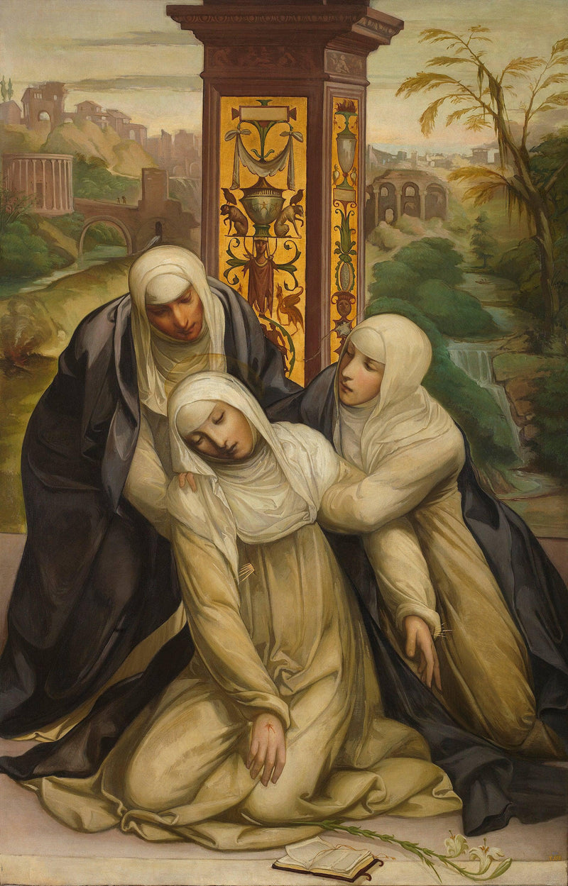 Stigmatization of Saint Catherine of Siena by Eduardo Rosales — Oil Painting Reproduction