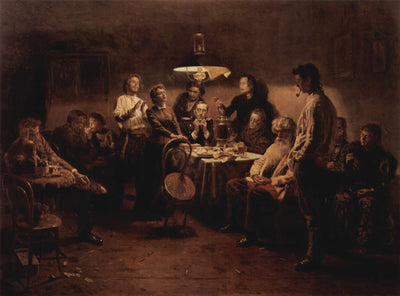 Evening company in modern living room