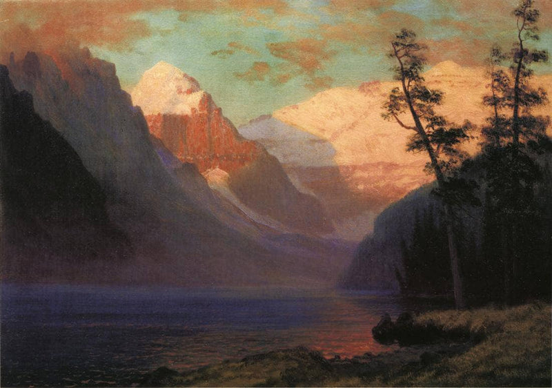 Evening Glow, Lake Louise by Albert Bierstadt — Oil Painting Reproduction