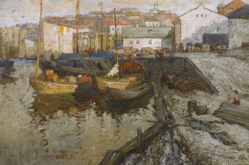 Evening in the Harbor by Konstantin Gorbatov — Oil Painting Reproduction