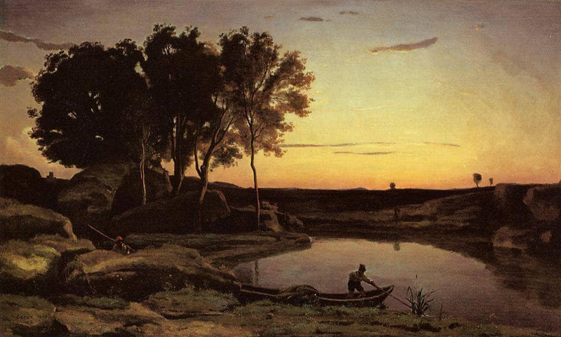 Evening Landscape (The Ferryman, Evening) by Camille Corot — Oil Painting Reproduction