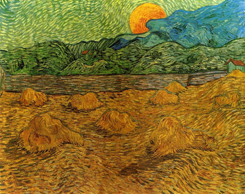 Evening Landscape with Rising Moon by Vincent van Gogh — Oil Painting Reproduction