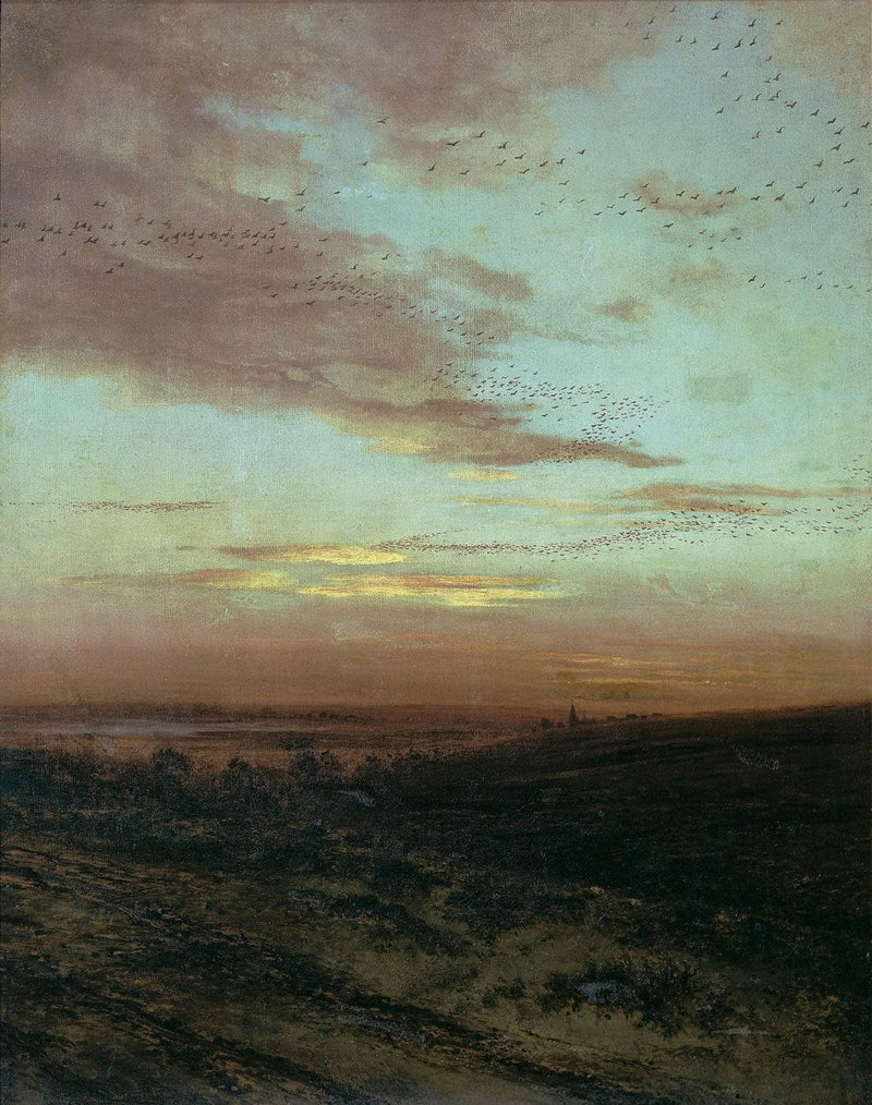 Evening Migration of birds by Aleksey Savrasov — Oil Painting Reproduction