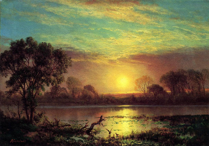 Evening, Owens Lake, California by Albert Bierstadt — Oil Painting Reproduction