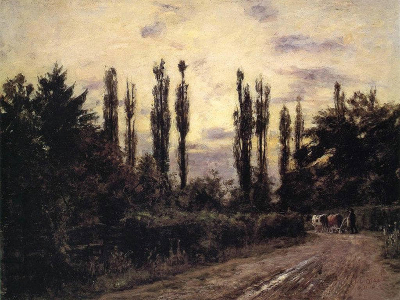 Evening Poplars and Roadway near Schleissheim by T. C. Steele — Oil Painting Reproduction