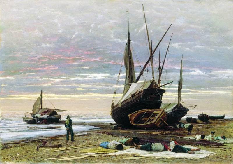 Evening. Seashore. by Volodymyr Orlovsky — Oil Painting Reproduction