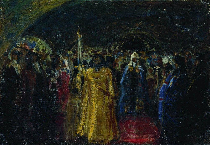 Exit of Patriarch Hermogenes by Ilya Repin — Oil Painting Reproduction