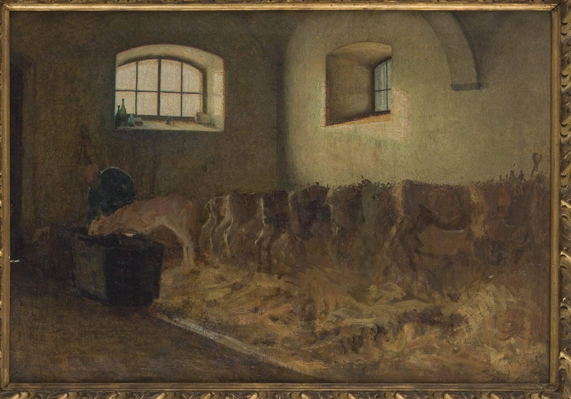 Stable interior by Angelo Morbelli — Oil Painting Reproduction