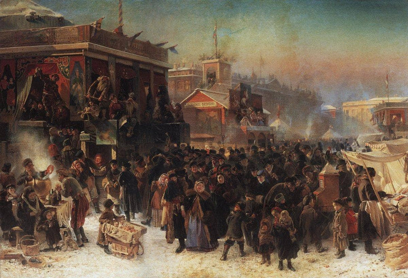 Fair Booths on Admiralty Square, St. Petersburg by Konstantin Makovsky — Oil Painting Reproduction