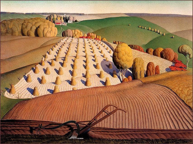 Fall Plowing by Grant Wood — Oil Painting Reproduction