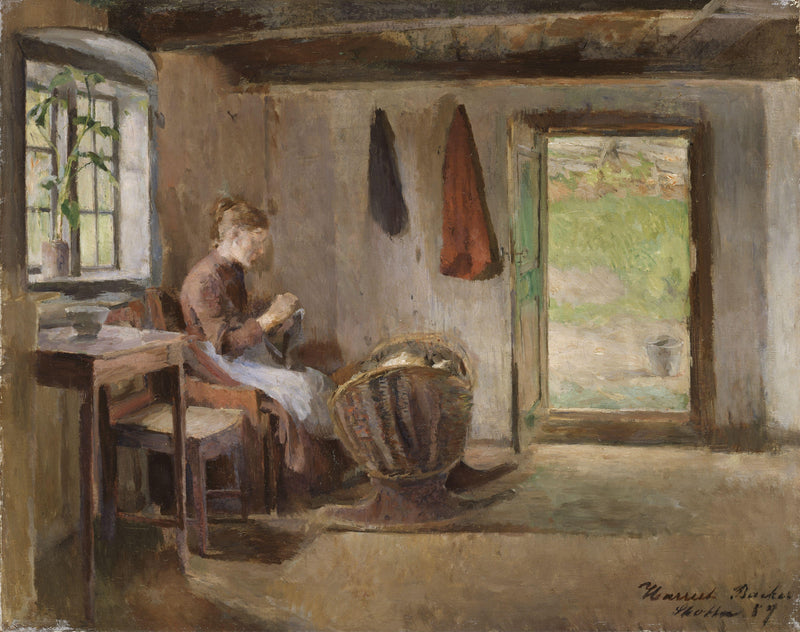 Farm Interior, Skotta in Bærum by Harriet Backer — Oil Painting Reproduction