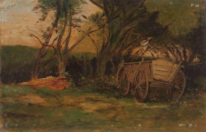 Farmer cart under trees by August von Pettenkofen — Oil Painting Reproduction