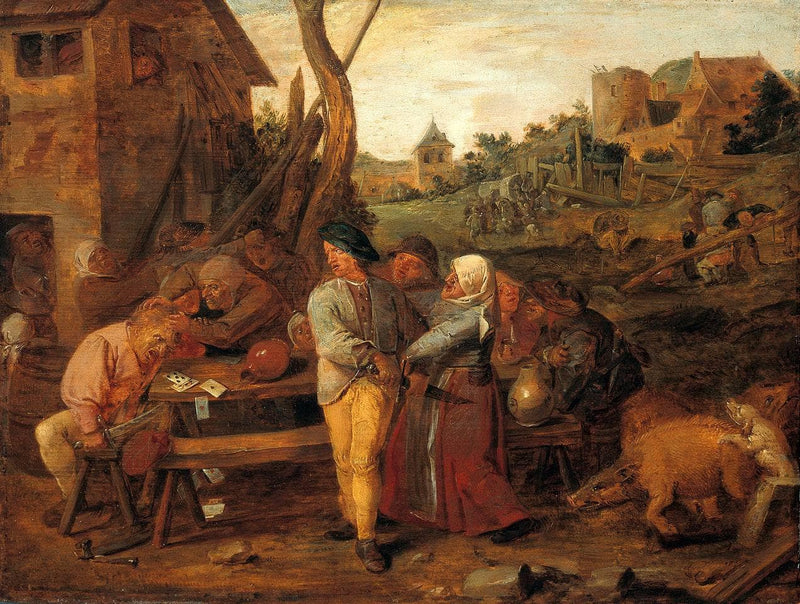 Farmers Fight Party by Adriaen Brouwer — Oil Painting Reproduction
