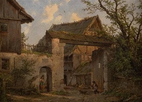Farmstead in Spring by Carl Julius von Leypold — Oil Painting Reproduction