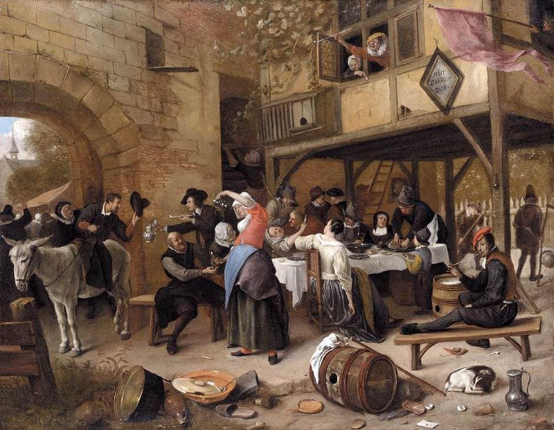 Feast of the Chamber of Rhetoricians near a Town Gate by Jan Steen — Oil Painting Reproduction