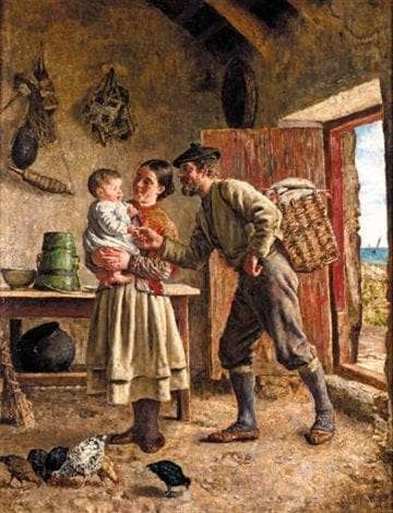 Feeding Hens, West of Ireland in dining room