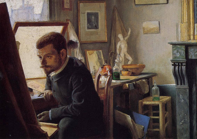 Felix Jasinski in His Printmaking Studio by Felix Vallotton — Oil Painting Reproduction