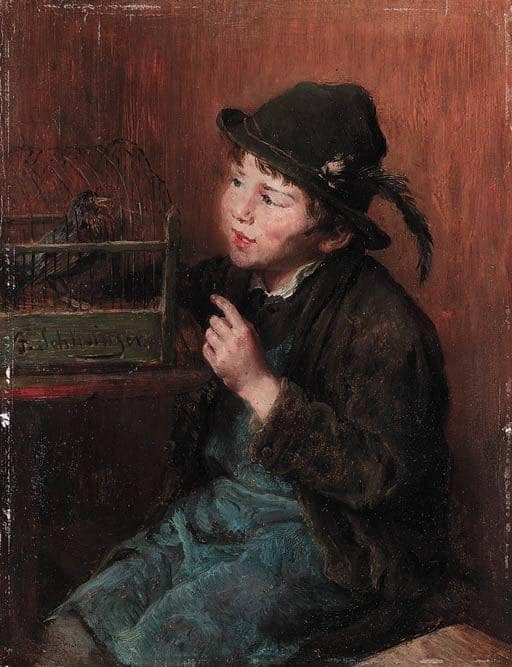 The songbird by Felix Schlesinger — Oil Painting Reproduction