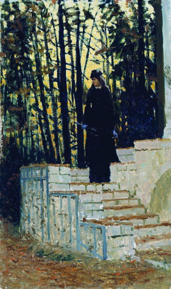 Female figure in a landscape by Ilya Repin — Oil Painting Reproduction