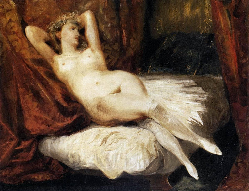 Female Nude Reclining on a Divan by Eugene Delacroix — Oil Painting Reproduction