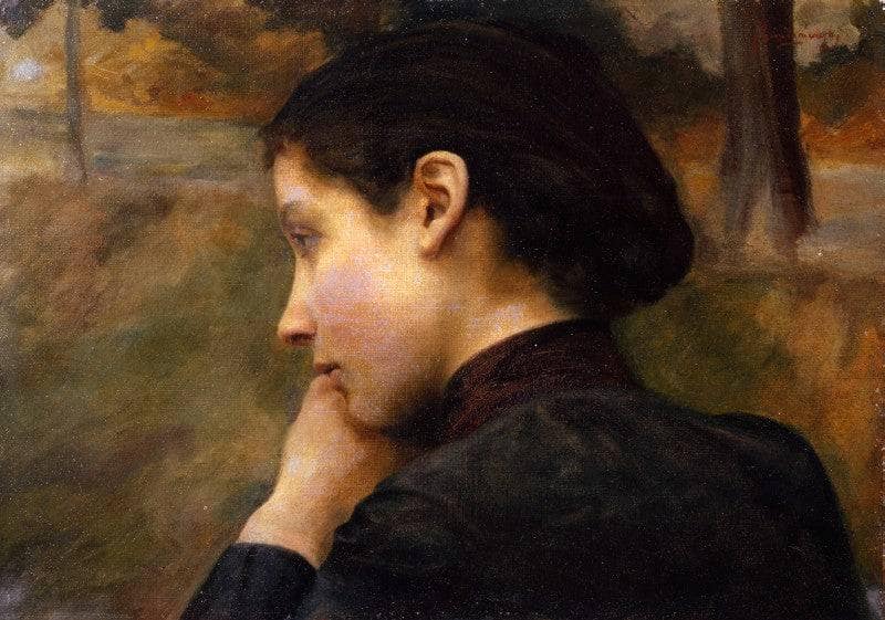 Female Profile. Studio For 'Lovers' (Autumn Evening) by Émile Friant — Oil Painting Reproduction