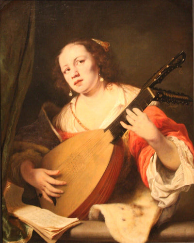 A Lady Playing the Lute in entryway